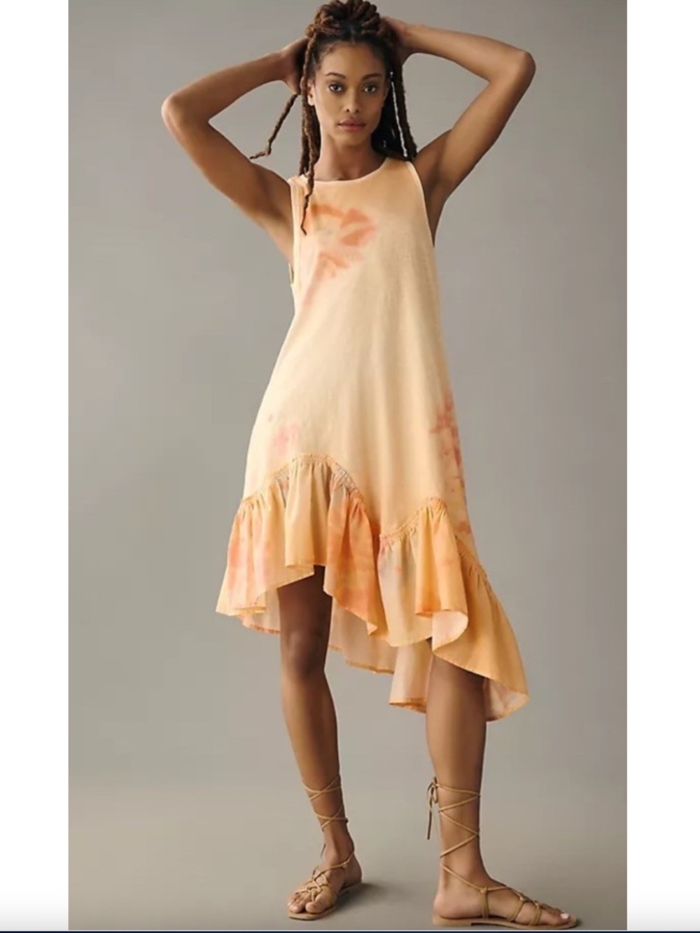 ANTHROPOLOGIE DAILY PRACTICE Asymmetrical Tank Dress with Ruffled Hem - XL
